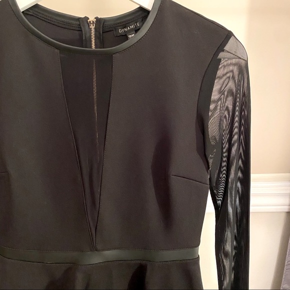 DYNAMITE Peplum Black Mesh Top - Picture 2 of 5